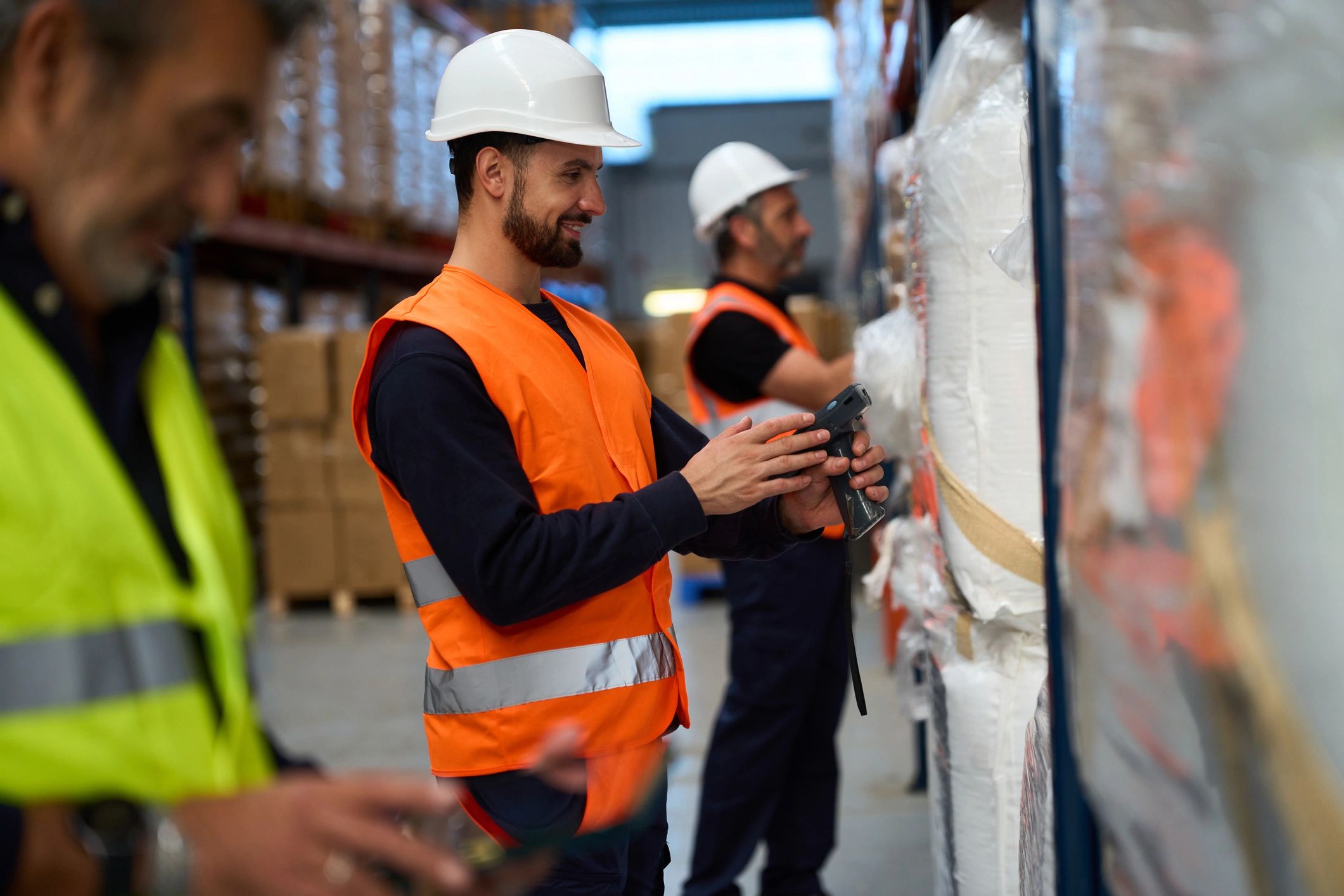 Warehouse worker scanning inventory